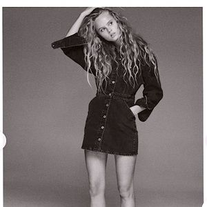 NWT Zara black denim mini dress size M